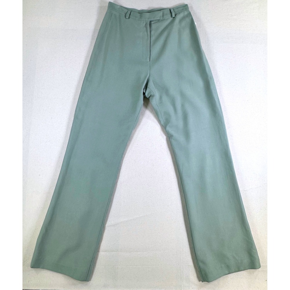 Patrick Christopher Sage Green 100% Silk High Rise Straight Leg Pants Size 6 NWT